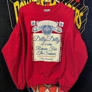 Vintage Budweiser Dilly Dilly It's The Reason For The Season Red Sweatshirt 2XL